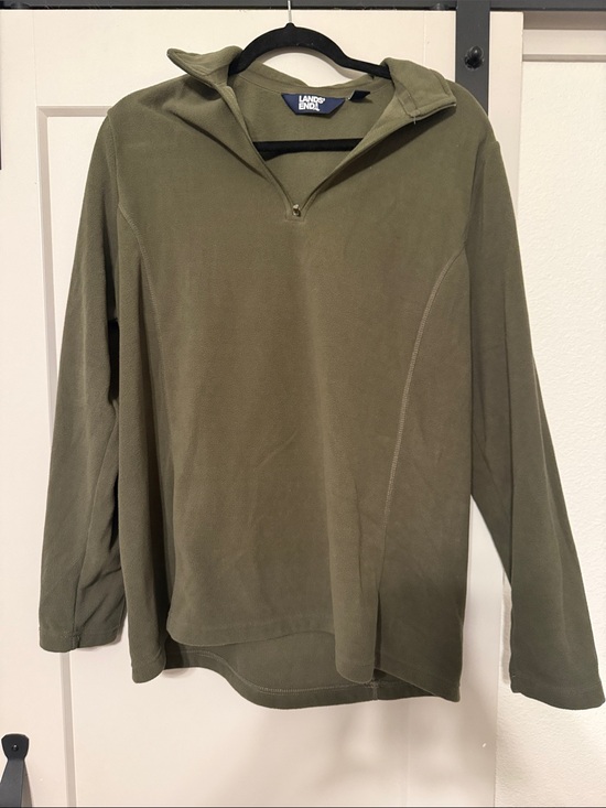 Lands' End Jackets & Blazers - Lands' End Olive Green Half-Zip Fleece Hoodie